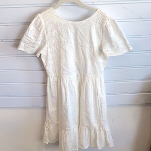 Kids White Textured Dress